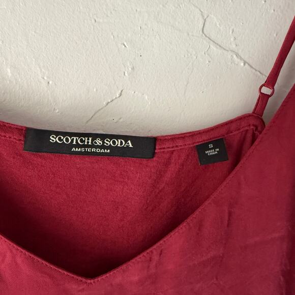 Scotch & Soda‎ Red Cami Tank Top Small Viscose Modal Blend Adjustable Straps - Picture 3 of 8